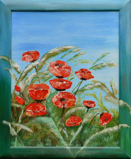 Een veld met klaprozen