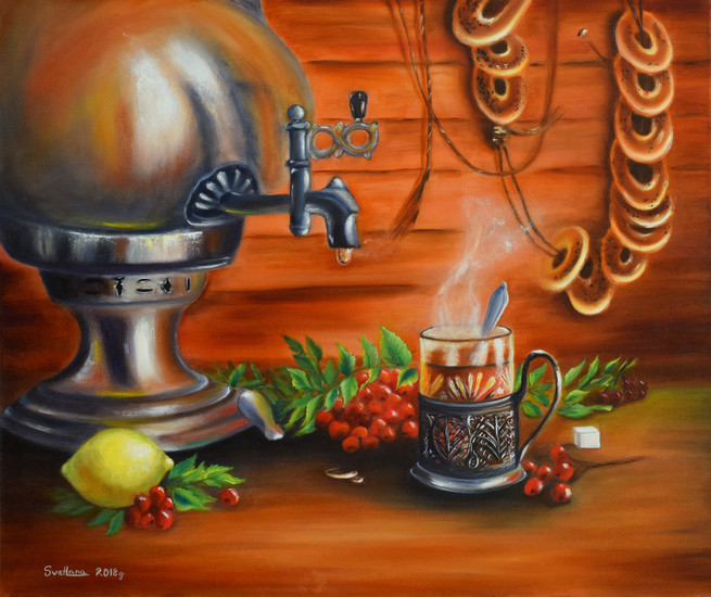 Still leven met samovar