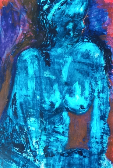 model in blauw en rood