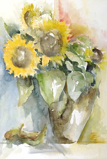 Zonnebloemen in vaas