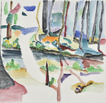 Mijn werk gaat over het landschap waarin ik verlang naar sereniteit. Dit is wat ik mis in Nederland, dat steeds voller en voller wordt. Met het verdwijnen van de gebieden die ooit nog groen en leeg waren, verdwijnen ook mijn herinneringen. Daarom laat ik in mijn werk het landschap verdwijnen in de verf.