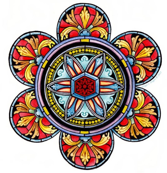 Roosvenster van de Basilique Notre-Dame d'Avioth.