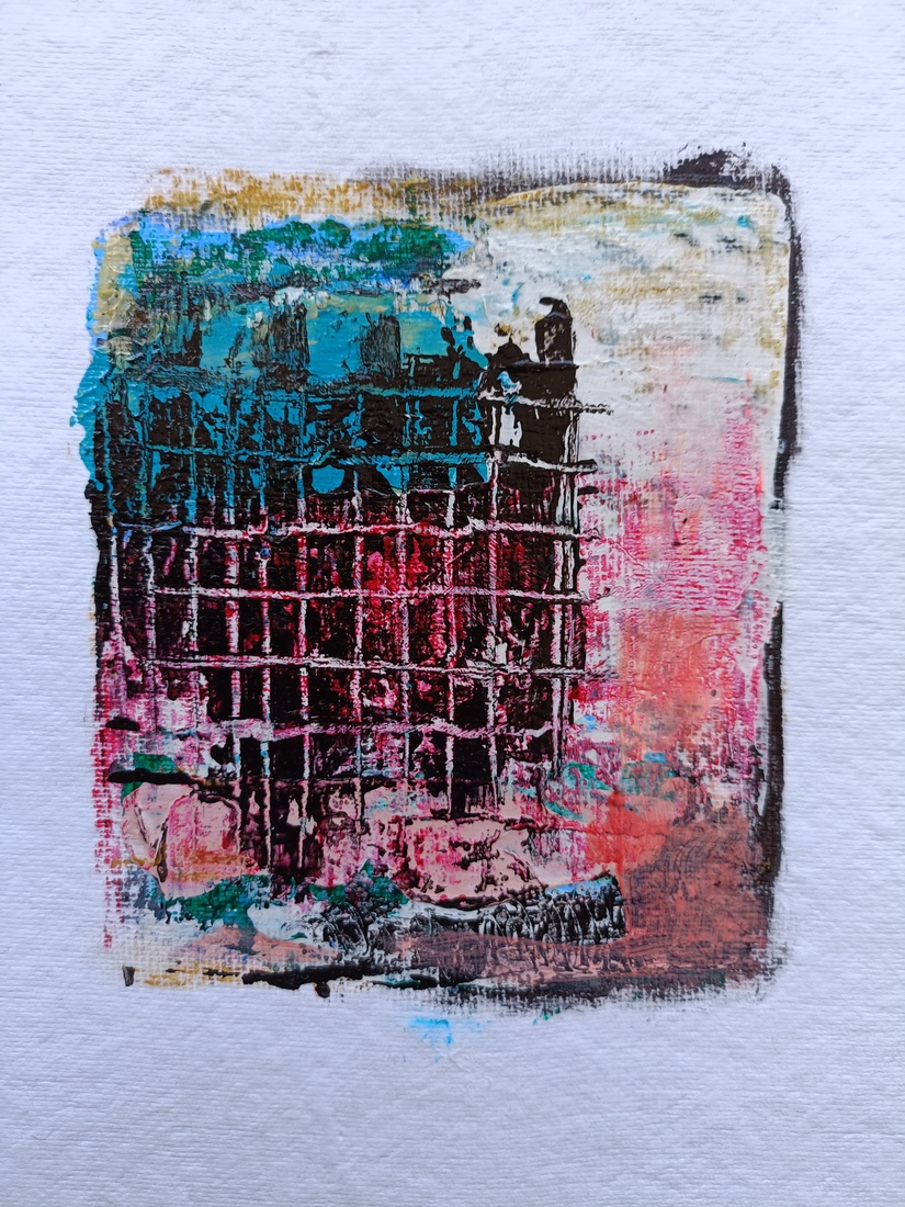 2 abstract restjes verf