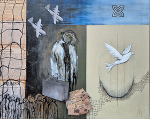 Veel van deze werken zijn vaak ontstaan van restjes verf op restjes papier, die ik naast het grote werk tegelijk creëer. 