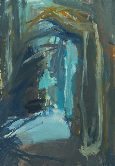 El camí de l'aigua oker en blauw