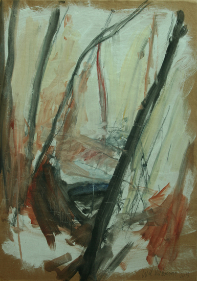 El camí de l´aigua -olieverfschets op kraftliner-