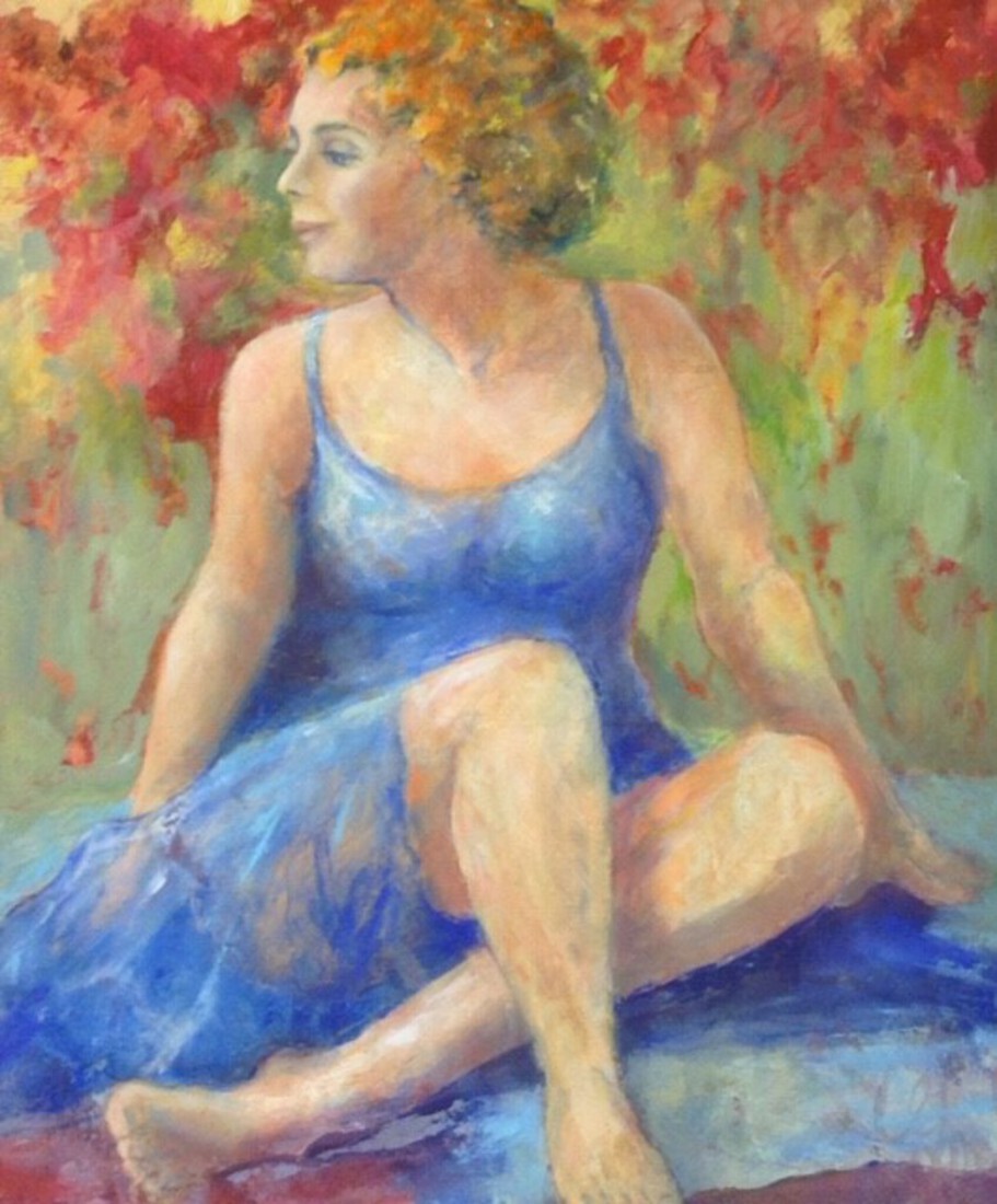 MEISJE TUSSEN DE BOUGAINVILLE