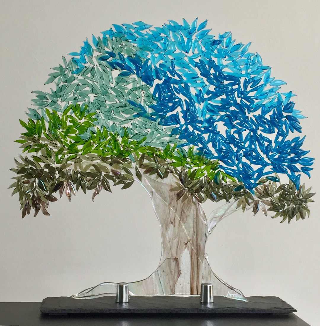 Blauw en groene bladeren