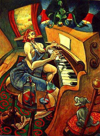 a lady and her audience