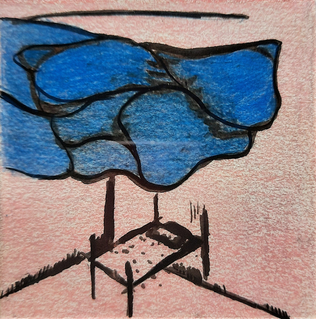 Zonder titel (bedje met blauwe wolk erboven)