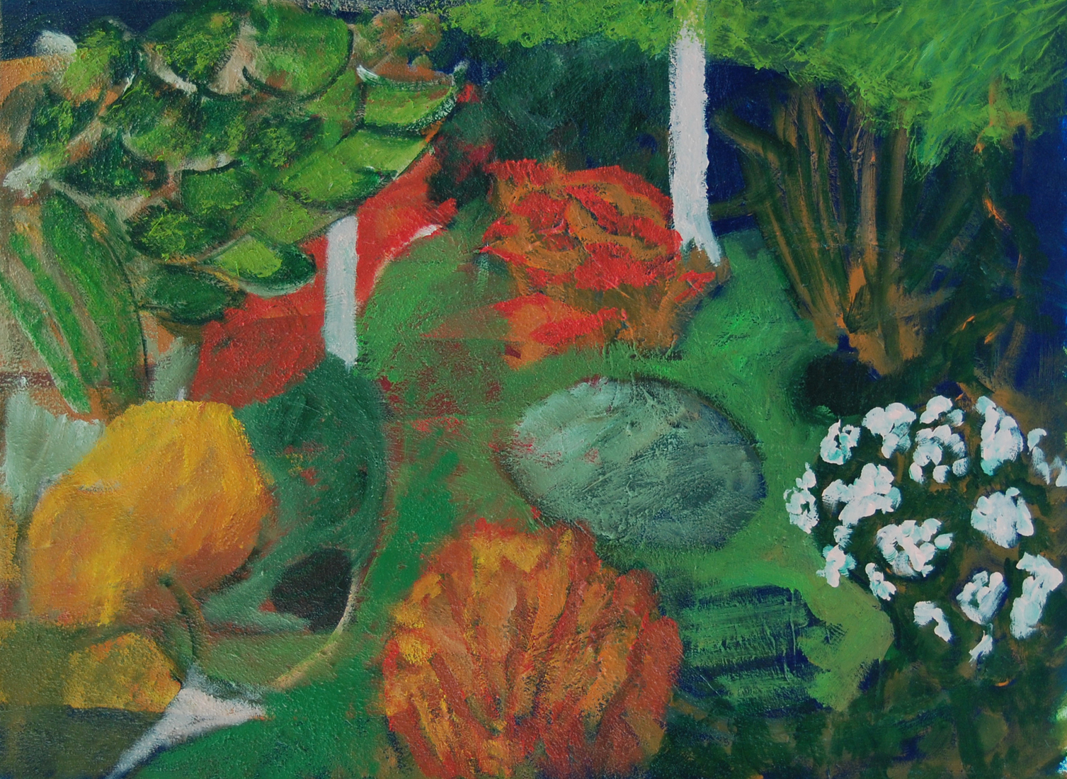 Mijn tuin met de berkebomen II