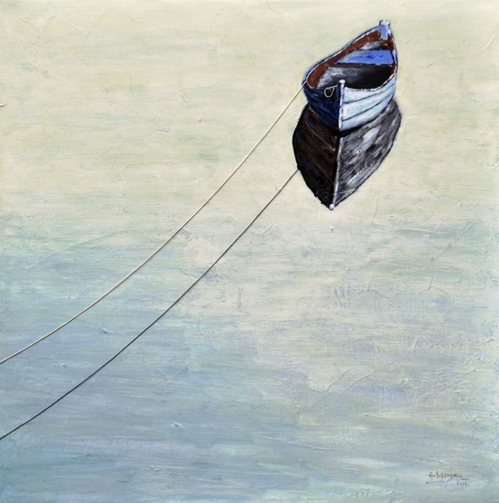 Spiegeling ( boot met touw)