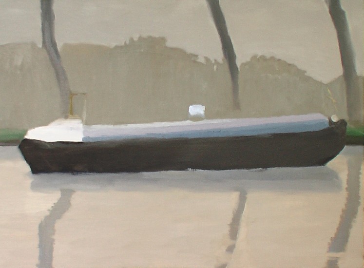 Boot met grijze lucht