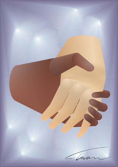 White hand and black hand