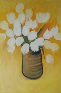 In deze serie onderzoek ik hoe ik bloemen en oude vazen (jaren 60,70) kan weergeven in een nieuwe vorm.