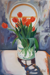 Schilderijen voor expositie Tulp! voor BplusC in het kader van tulpenonderzoek Tulpmania voor Leiden City of Science 2022