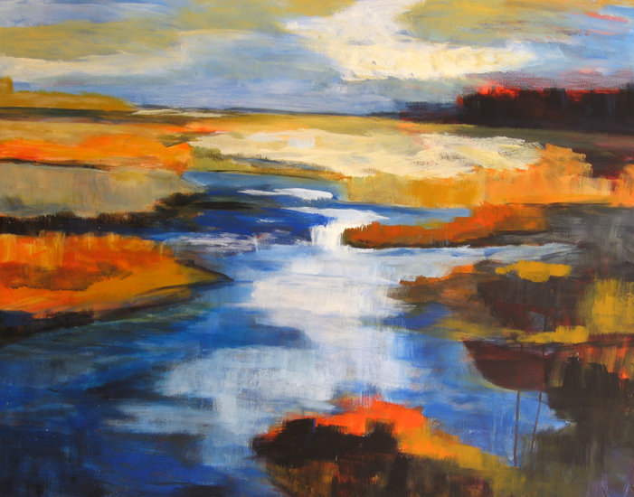 Landscape in orange en blue