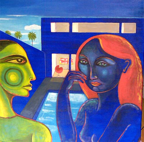 De stille avond bij zwembad