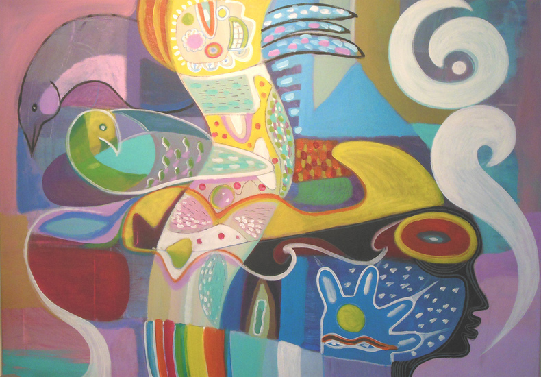 Dansende schedel en vogel