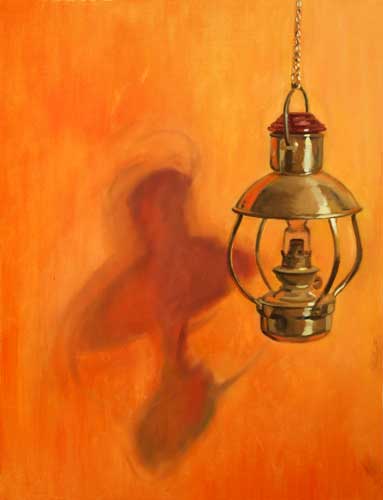 Olielampje beschenen