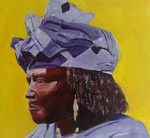 Mijn bezoeken aan mijn nichtje in Gambia resulteren elke keer weer in schilderijen van prachtige mensen. Een zijstapje van mijn normale werk.