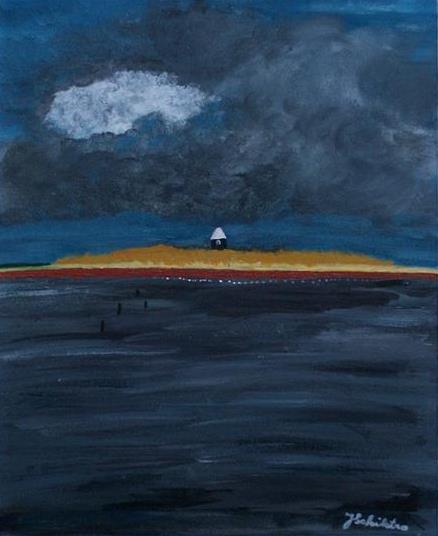 Rottumerplaat onder dreigende lucht