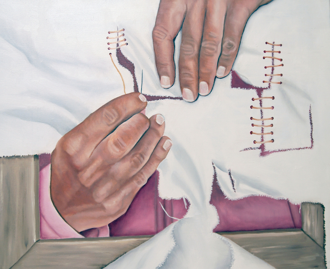 Weg met het schildersblock