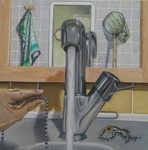 drieluik van schilderijen onder elkaar met als onderwerp water