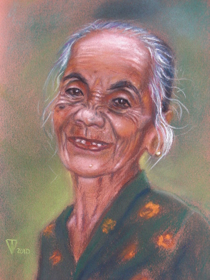 Vrolijke oma op Bali