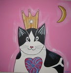 Leuke, vrolijke kunst om de kinderkamer te decoreren. In acryl op canvas doek.