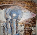 De collages zijn opgebouwd uit verschillende lagen acrylverf, olieverf en of pastel in combinatie met papier. Bijv. teksten / foto's uit tijdschriften, landkaarten, krantenknipsels etc. Het werk is zowel abstact als figuratief.