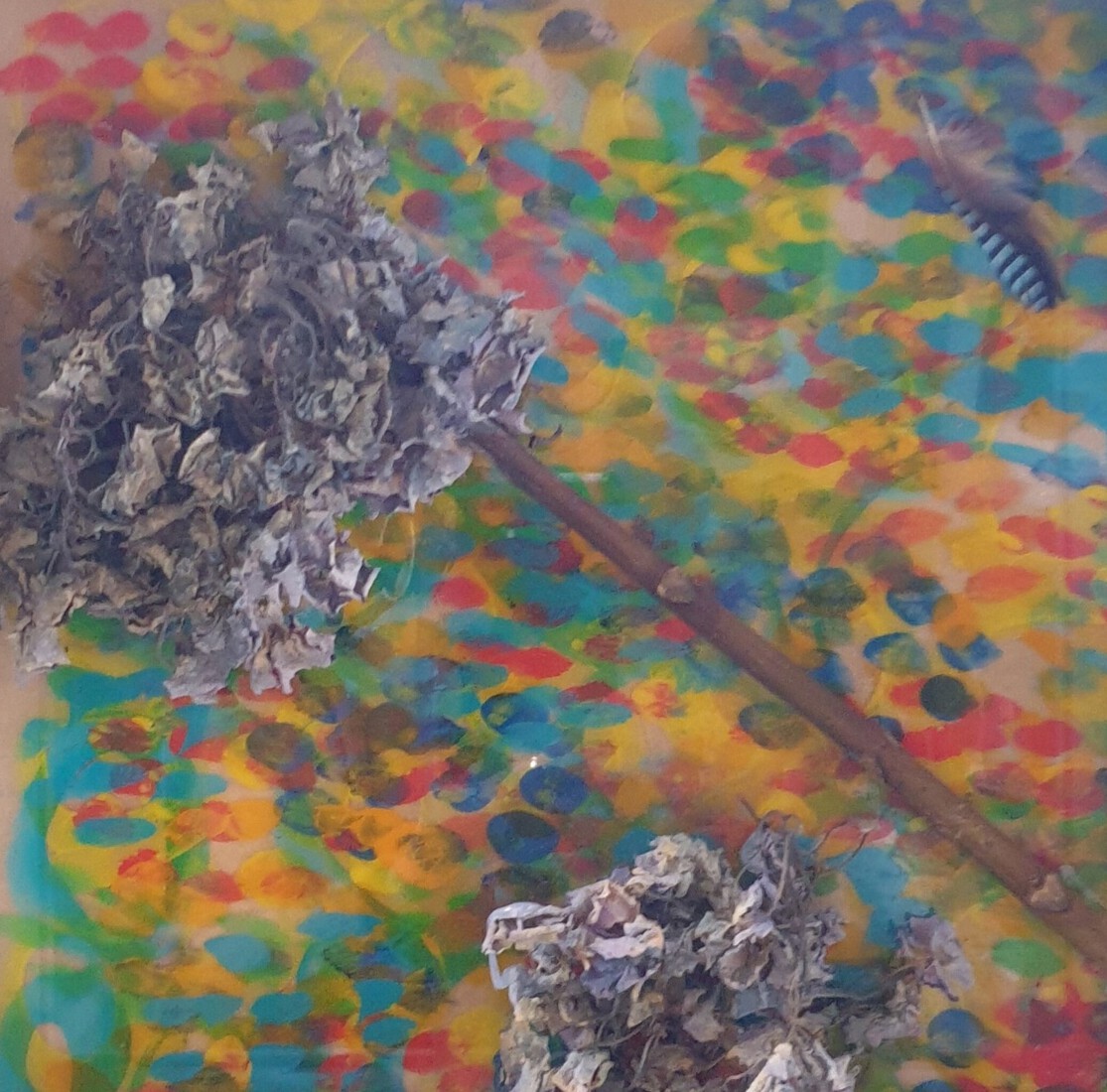Bloemenschilderij gekleurd blauw