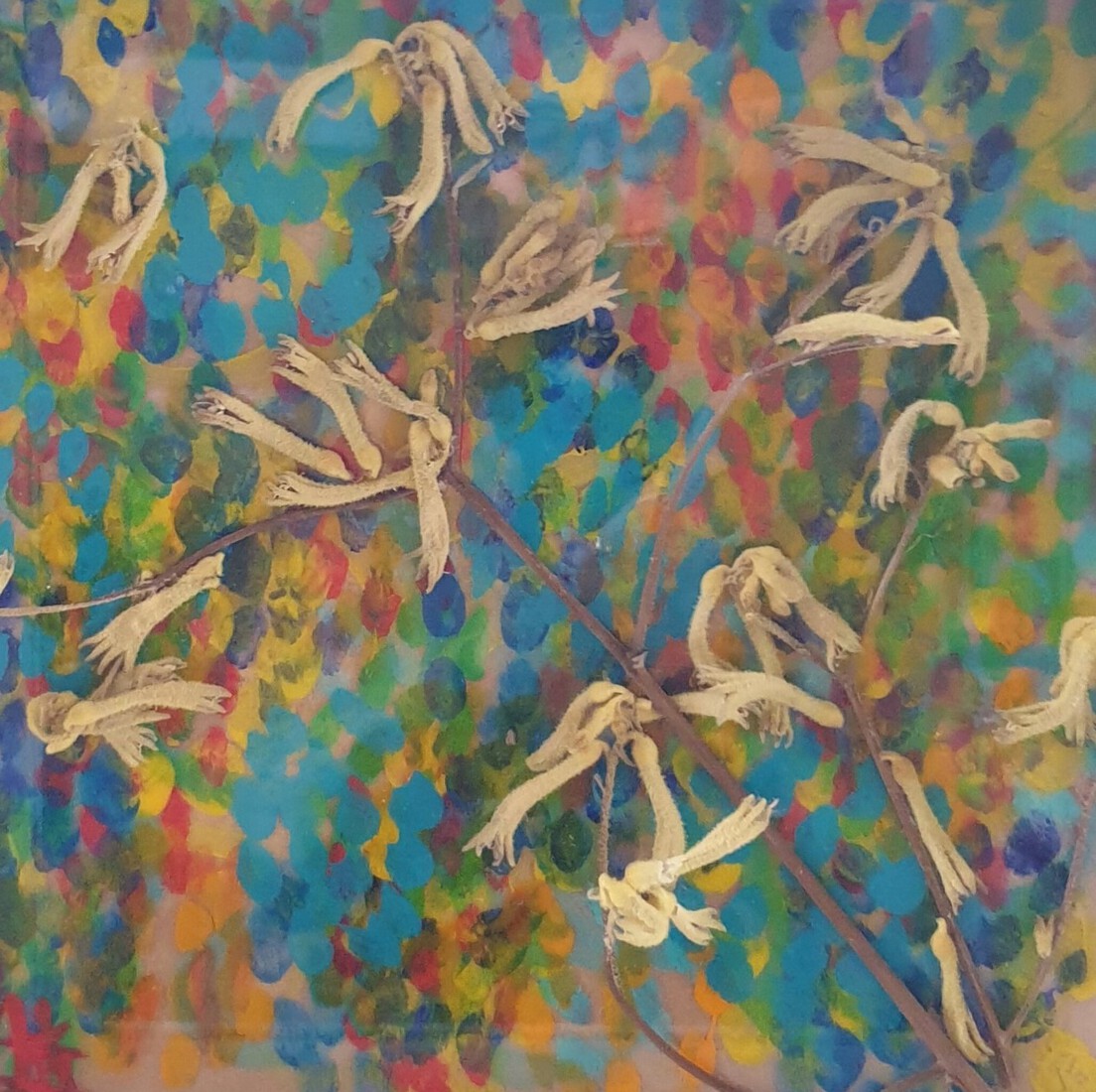 Bloemenschilderij gekleurd geel