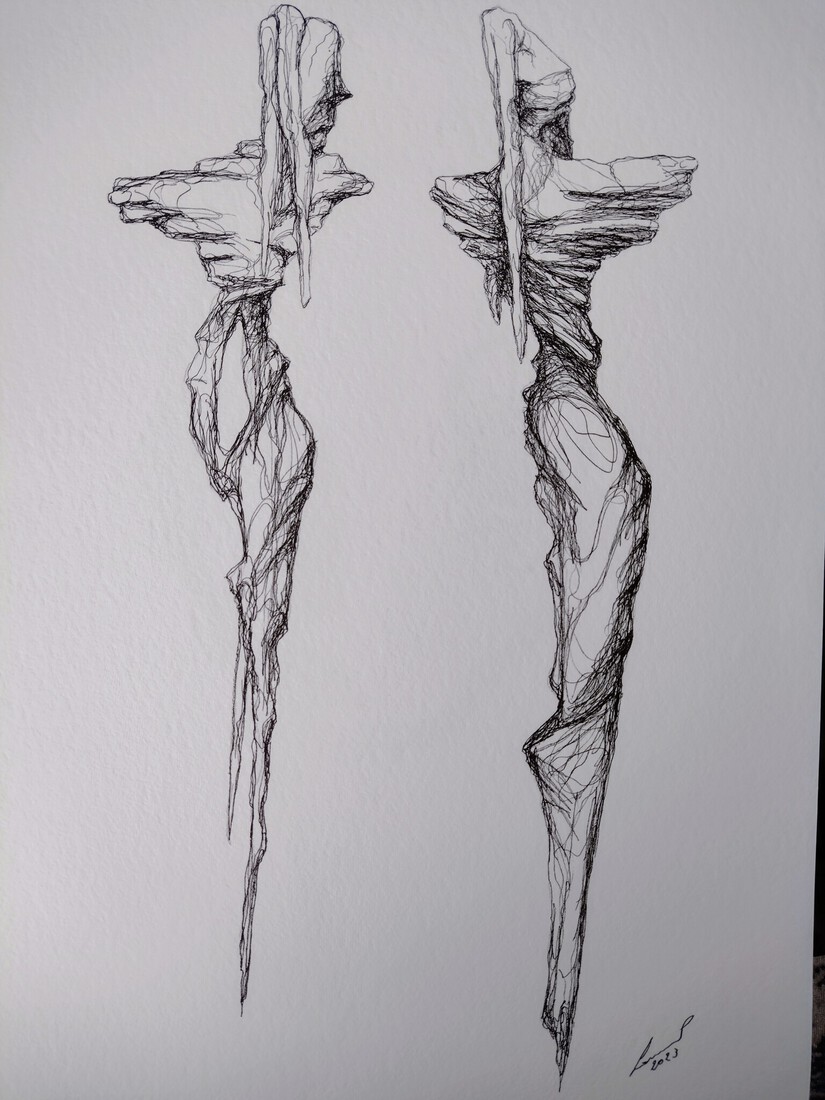 Steenvrouw en steenman