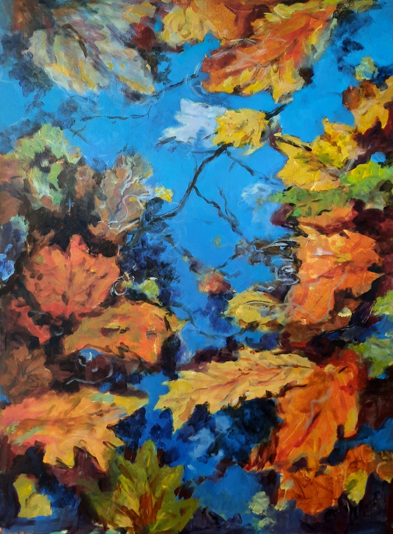 9Herfstbladeren in eeuwig blauw