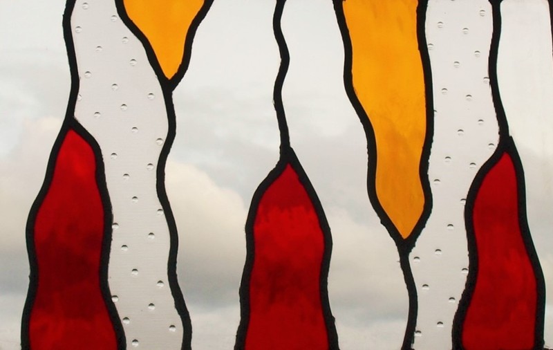 Raam rood-geel-blank