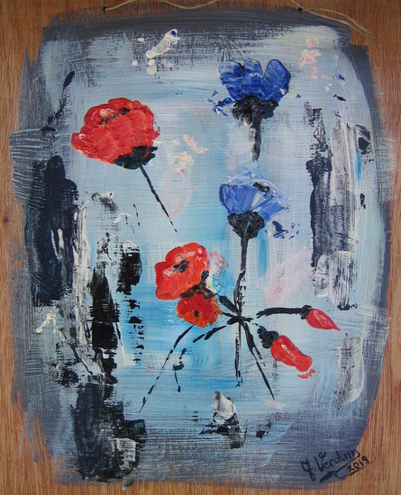 rode en blauwe klaprozen