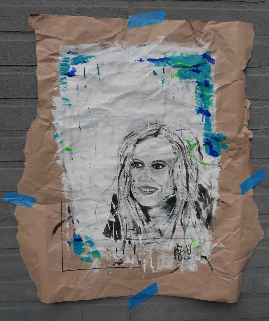 portret vrouw op papier