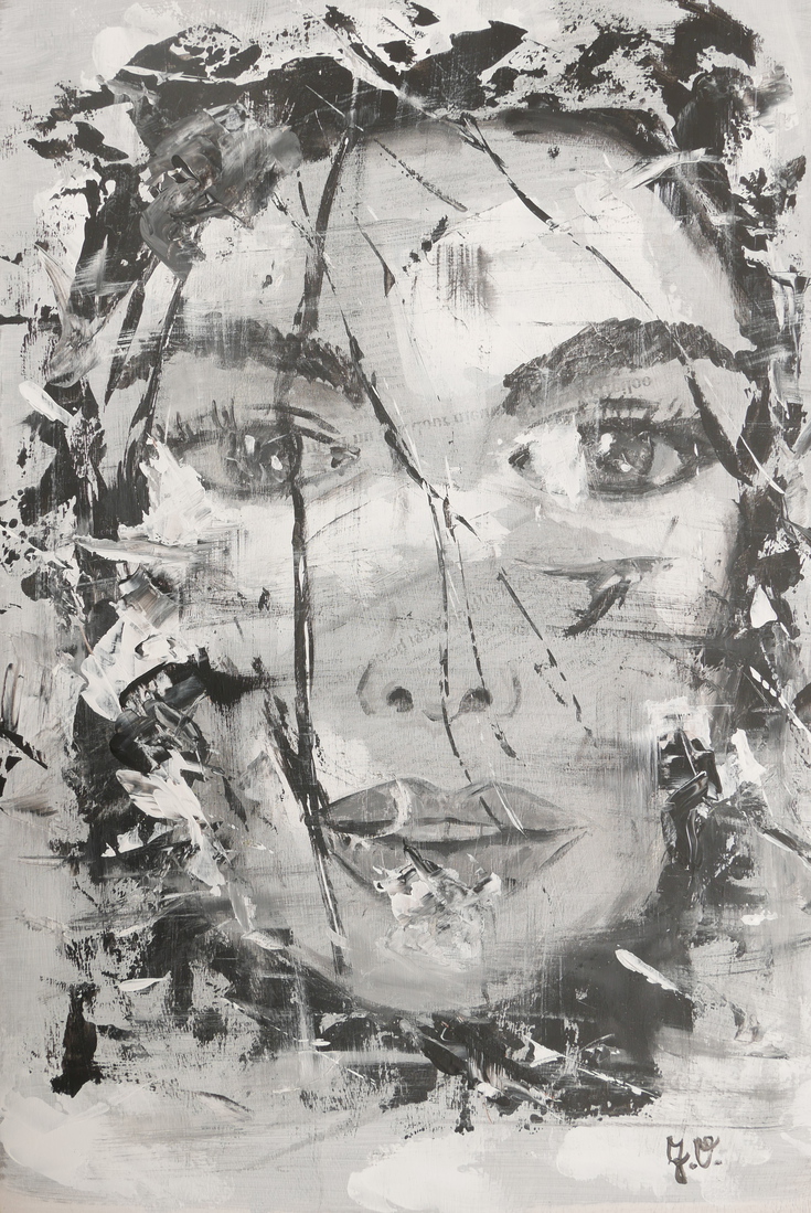 Vrouwenportret in zwart wit