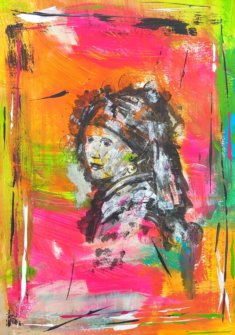 abstract meisje met de parel