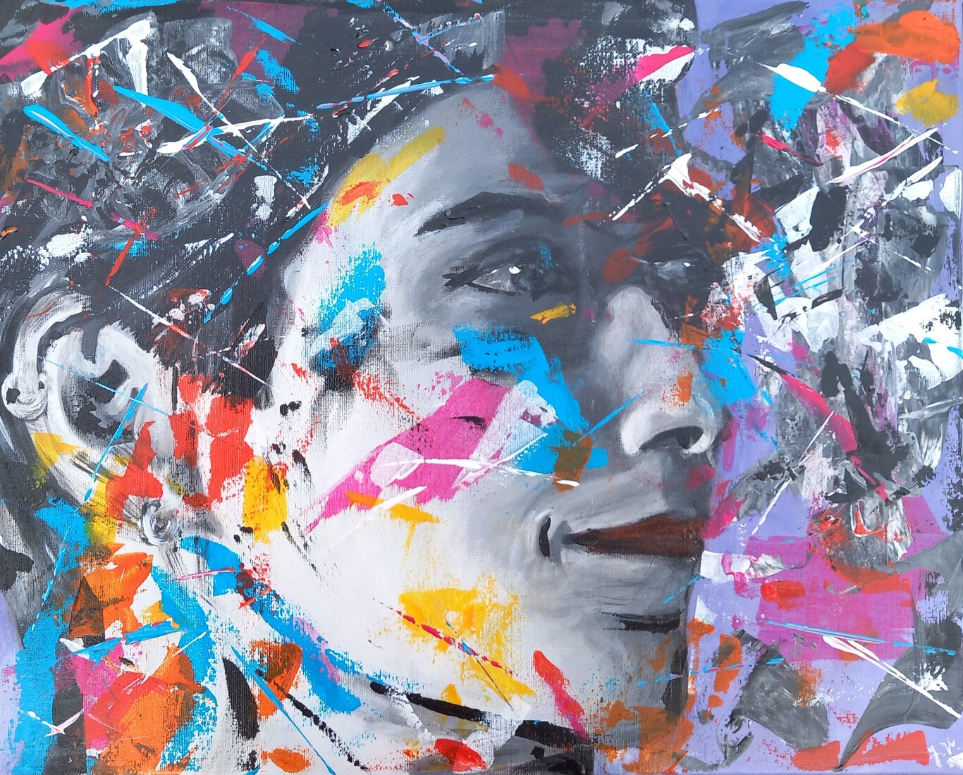 Kleurrijk streetart portret Anne