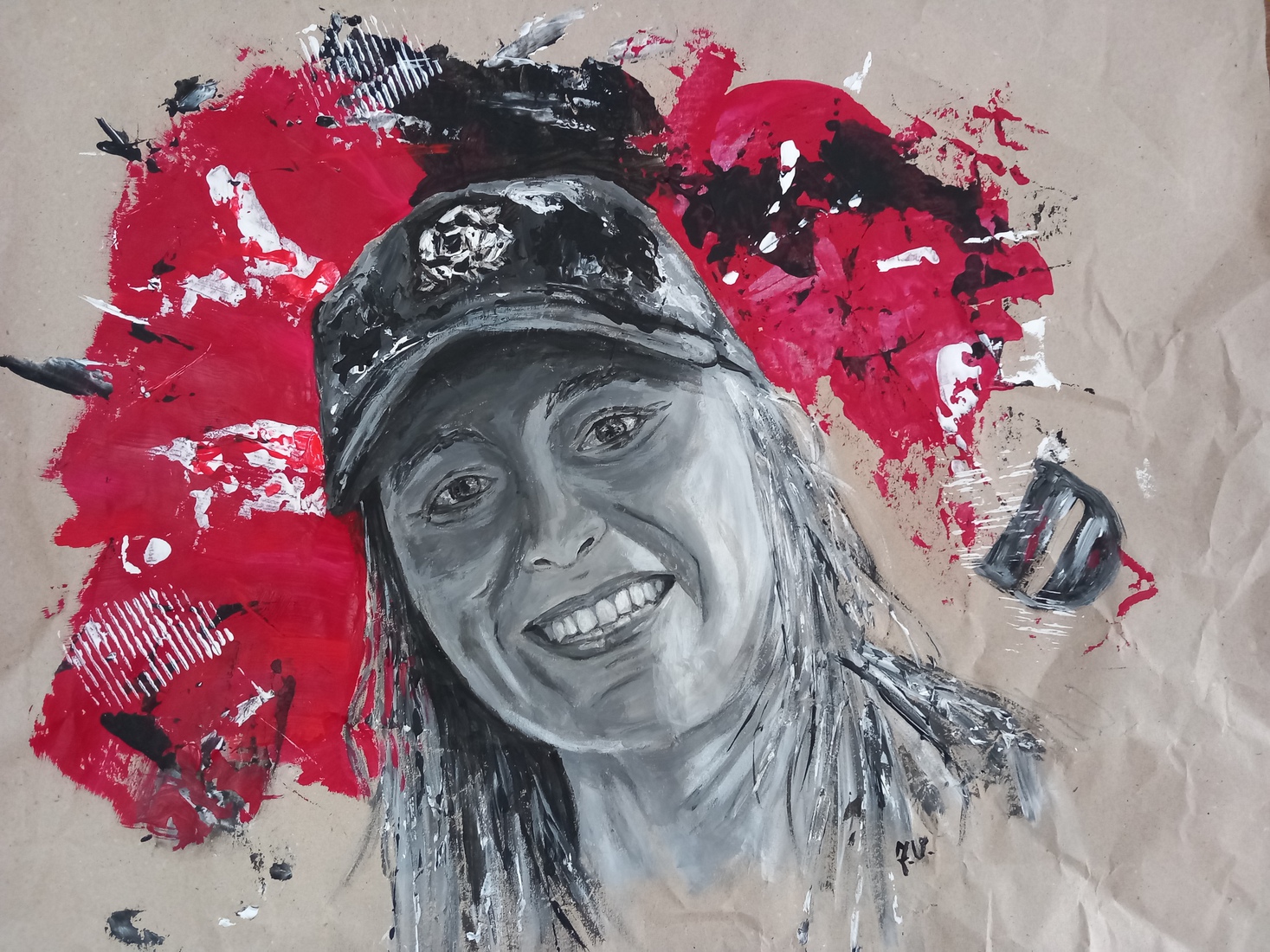 portret vrouw op oud papier