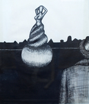 en van mijn eerste werken is “the Watcher”, gemaakt met Oost-Indische inkt, op papier. Het is de eerste van een serie ideeën voor schilderijen met eenzelfde thema, iemand die in de rol van toeschouwer naar iets kijkt.