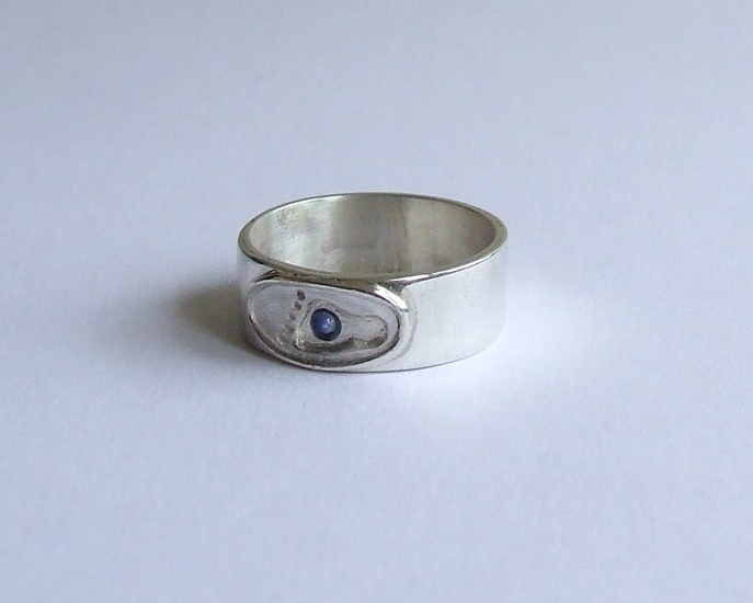 zilveren ring voetje met steen