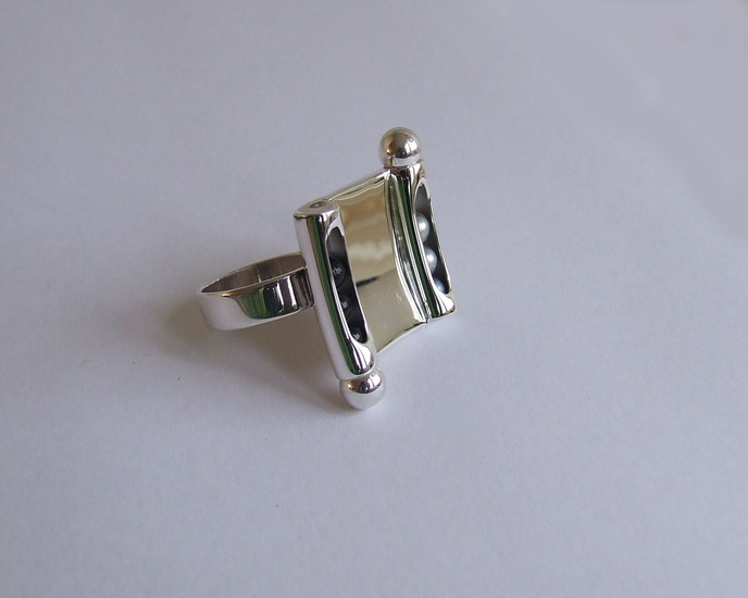 vierkante zilveren ring rolling stones 14