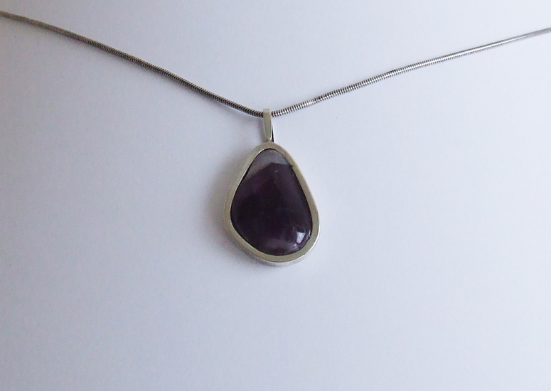 zilveren hanger amethist ovaal