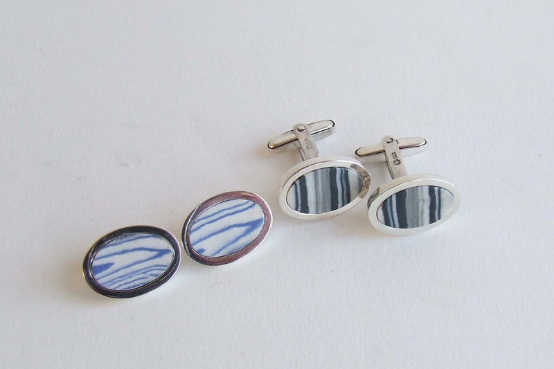 Zilveren manchetknopen wisselporselein