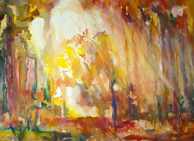 aquarel: Leuvenemse bos