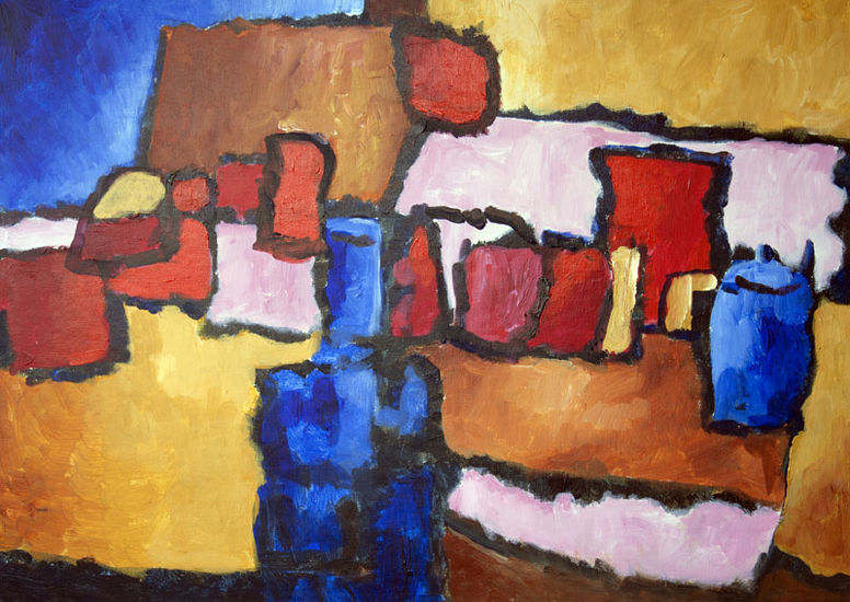 Stilleven met blauwe vaas 2