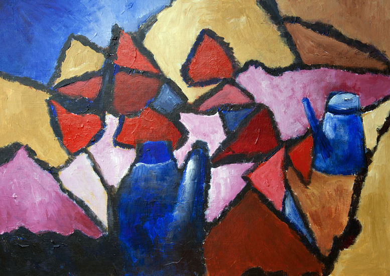 stilleven met blauwe vaas 3